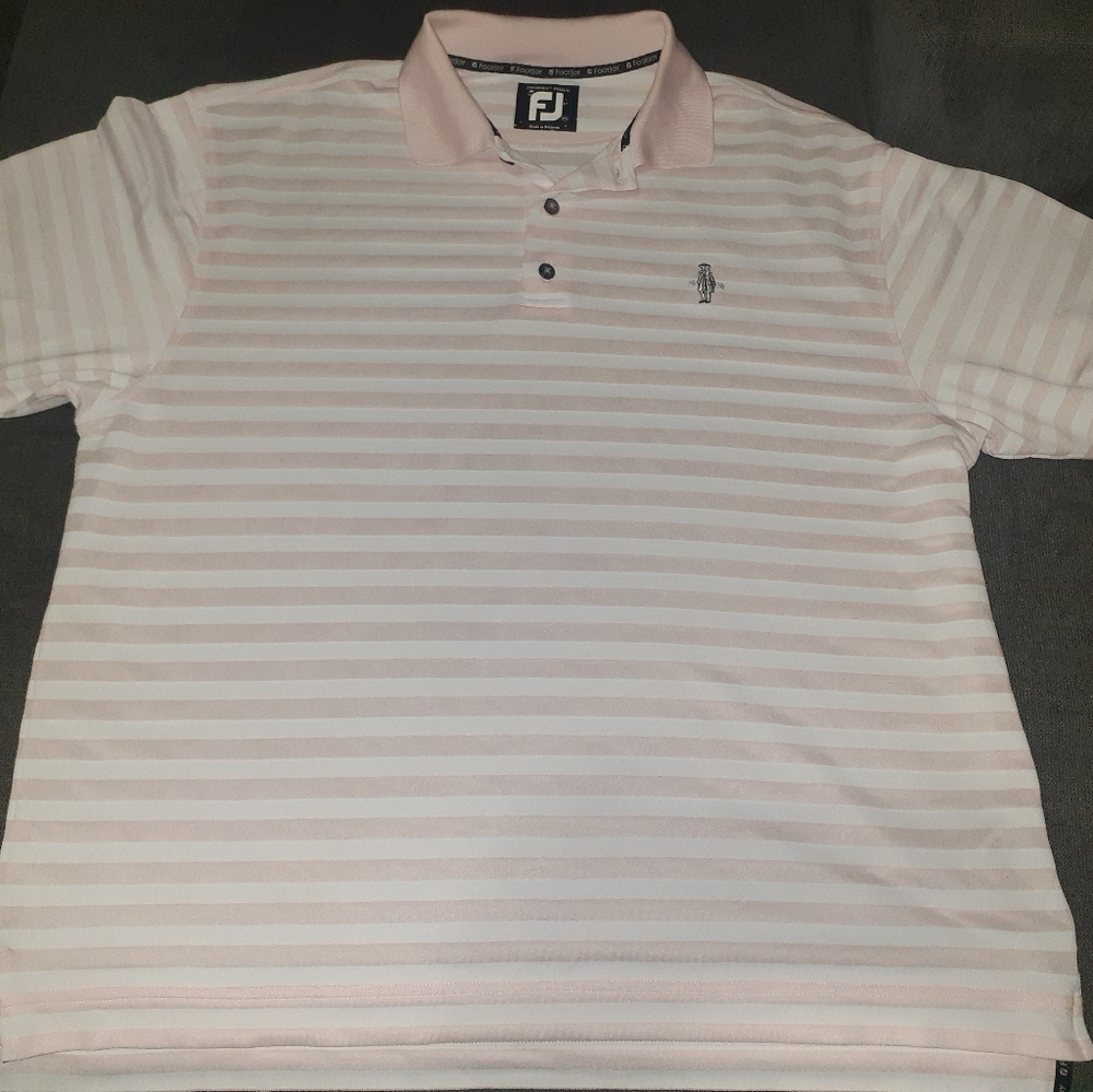 Mens FootJoy FJ Polo Shirt XL White Pink Athletic Golf